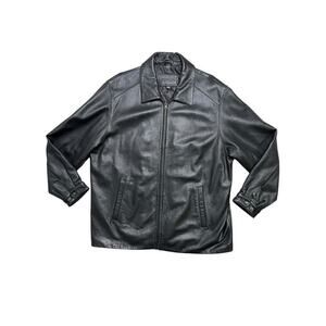 Vintage St. John’s Bay Men’s Genuine Black‎ Leather Motorcycle Jacket - XL